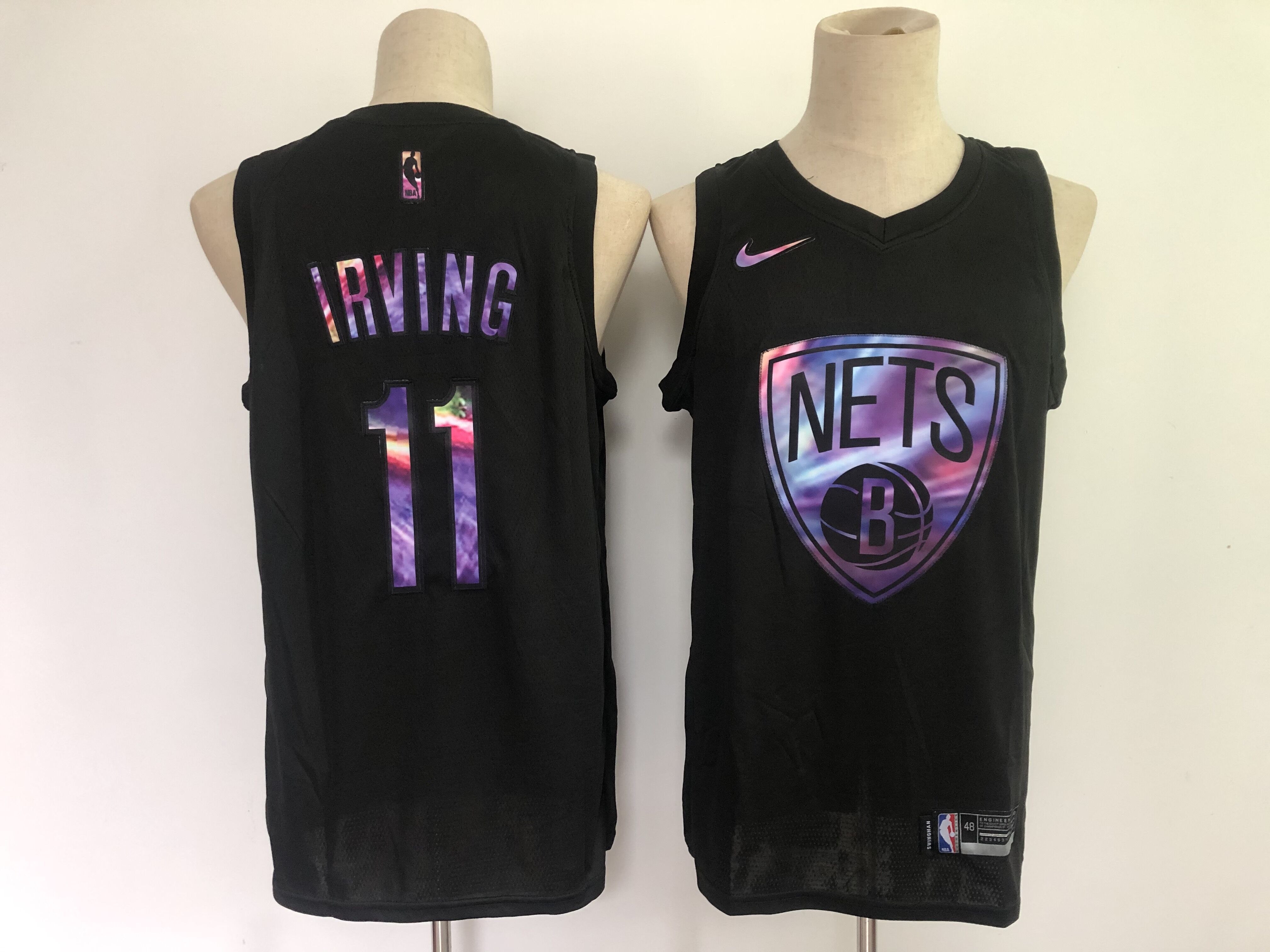 Men Brooklyn Nets 11 Irving Black Nike Limited Rainbow version 2021 NBA Jerseys